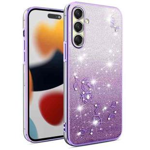 For Samsung Galaxy A16 5G Gradient Glitter Flower All-inclusive Phone Case(Purple)