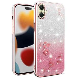For Samsung Galaxy A06 4G Gradient Glitter Flower All-inclusive Phone Case(Pink)