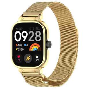 For Redmi Watch 5 Metal Frame Watch Case Integrated Milan Magnetic Steel Mesh Watch Band(Gold)