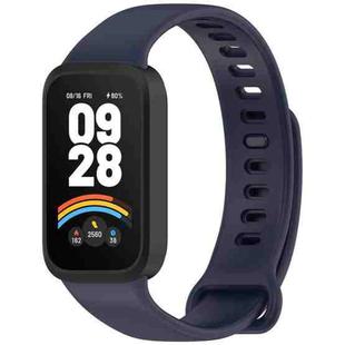 For Redmi Band 3 / Xiaomi Smart Band 9 Active Soft Silicone Integrated Watch Band(Black+ Dark Blue)