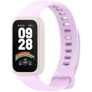 For Redmi Band 3 / Xiaomi Smart Band 9 Active Soft Silicone Integrated Watch Band(Starlight +Lilac)