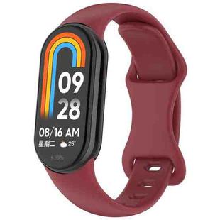 For Xiaomi Smart Band 9 Splayed Tail Reverse Buckle Silicone Watch Band(Wine Red)