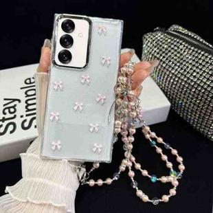 For Samsung Galaxy S25+ 5G Little Fresh Bow Neck Chain TPU Phone Case(Pink)