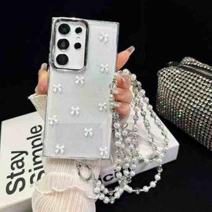For Samsung Galaxy S25 Ultra 5G Little Fresh Bow Neck Chain TPU Phone Case(White)