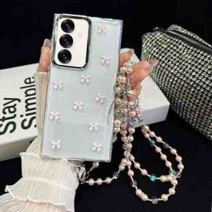 For Samsung Galaxy S24 FE 5G Little Fresh Bow Neck Chain TPU Phone Case(Pink)