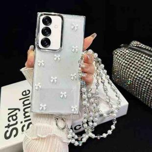 For Samsung Galaxy S24 FE 5G Little Fresh Bow Neck Chain TPU Phone Case(White)