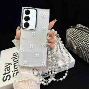 For Samsung Galaxy S24+ 5G Little Fresh Bow Neck Chain TPU Phone Case(White)