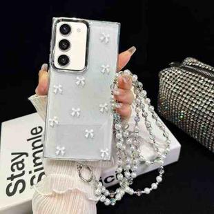 For Samsung Galaxy S23 5G Little Fresh Bow Neck Chain TPU Phone Case(White)