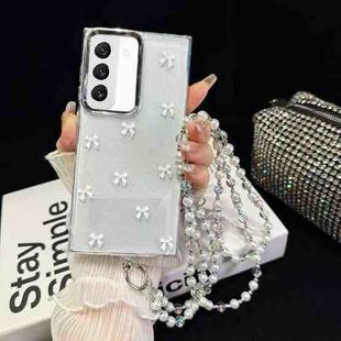 For Samsung Galaxy S22 5G Little Fresh Bow Neck Chain TPU Phone Case(White)