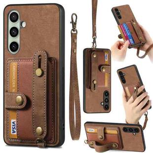 For Samsung Galaxy A56 5G Retro Cross Wristband Wallet Leather Back Phone Case(Brown)