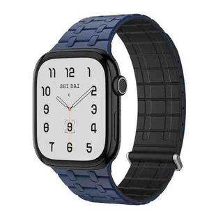 For Apple Watch 46mm / 49mm / 45mm / 44mm AW-AP  Dual Color Magnetic Silicone Watch Band(Black Blue)