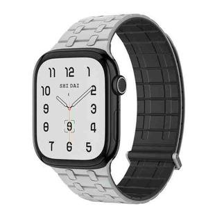 For Apple Watch 46mm / 49mm / 45mm / 44mm AW-AP  Dual Color Magnetic Silicone Watch Band(Light Gray Black)