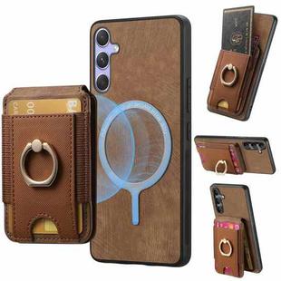 For Samsung Galaxy S24 5G Retro Splitable Magnetic Stand Card Bag Leather Phone Case(Brown)