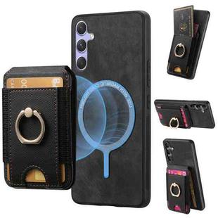 For Samsung Galaxy A54 5G Retro Splitable Magnetic Stand Card Bag Leather Phone Case(Black)