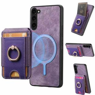 For Samsung Galaxy S22 5G Retro Splitable Magnetic Stand Card Bag Leather Phone Case(Purple)