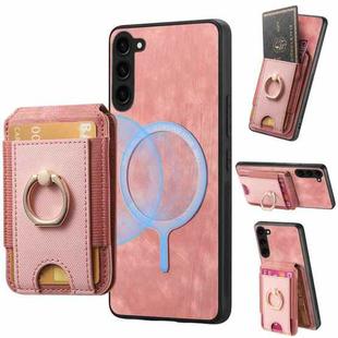 For Samsung Galaxy S21 FE 5G Retro Splitable Magnetic Stand Card Bag Leather Phone Case(Pink)