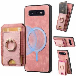 For Samsung Galaxy S10e Retro Splitable Magnetic Stand Card Bag Leather Phone Case(Pink)