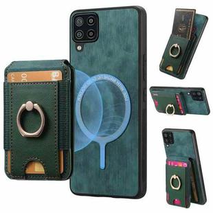 For Samsung Galaxy A12 5G Retro Splitable Magnetic Stand Card Bag Leather Phone Case(Green)