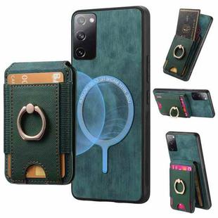 For Samsung Galaxy S20 FE Retro Splitable Magnetic Stand Card Bag Leather Phone Case(Green)