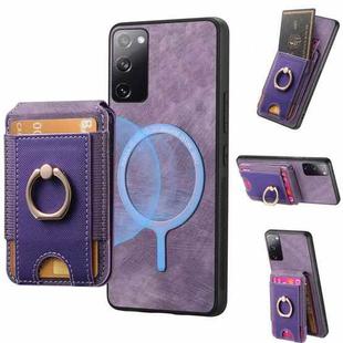 For Samsung Galaxy S20 FE Retro Splitable Magnetic Stand Card Bag Leather Phone Case(Purple)