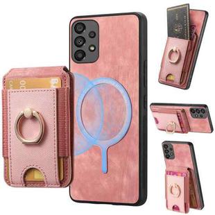 For Samsung Galaxy A53 5G Retro Splitable Magnetic Stand Card Bag Leather Phone Case(Pink)