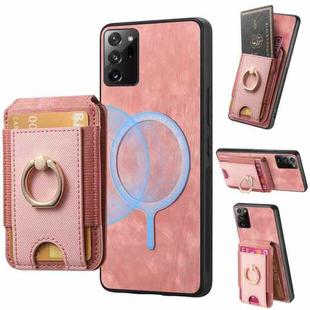 For Samsung Galaxy Note20 Ultra Retro Splitable Magnetic Stand Card Bag Leather Phone Case(Pink)