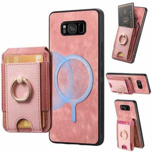 For Samsung Galaxy S8+ Retro Splitable Magnetic Stand Card Bag Leather Phone Case(Pink)