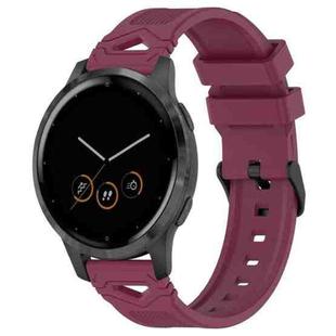 For Garmin Watch 22mm Dotted Black Buckle Silicone Watch Band(Wine Red)