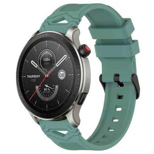 For Amazfit Watch 22mm Dotted Black Buckle Silicone Watch Band(Olive Green)