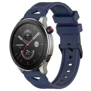 For Amazfit Watch 22mm Dotted Black Buckle Silicone Watch Band(Navy Blue)