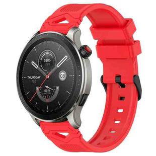 For Amazfit Watch 22mm Dotted Black Buckle Silicone Watch Band(Red)