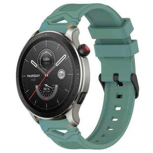 For Amazfit Watch 22mm Dotted Black Buckle Silicone Watch Band(Two Color+Olive Green)