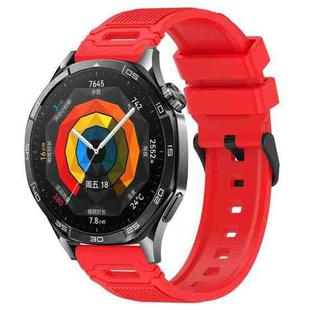 For Huawei Watch 22mm Vertical Pattern Black Buckle Silicone Watch Band(Red)