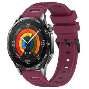 For Huawei Watch 22mm Vertical Pattern Black Buckle Silicone Watch Band(Wine Red)