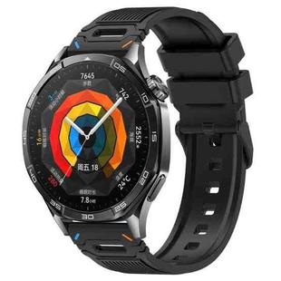 For Huawei Watch 22mm Vertical Pattern Black Buckle Silicone Watch Band(Two Color+Black)