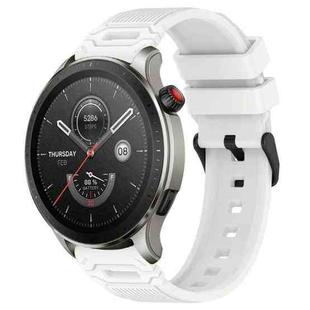 For Amazfit Watch 22mm Vertical Pattern Black Buckle Silicone Watch Band(White)