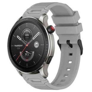 For Amazfit Watch 22mm Vertical Pattern Black Buckle Silicone Watch Band(Grey)