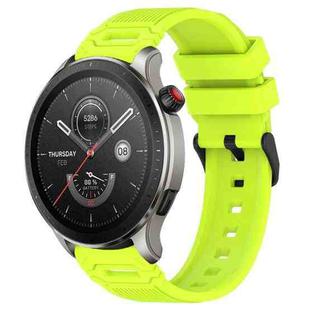 For Amazfit Watch 22mm Vertical Pattern Black Buckle Silicone Watch Band(Lime Green)