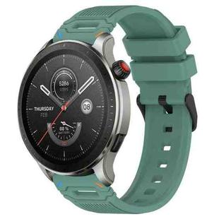 For Amazfit Watch 22mm Vertical Pattern Black Buckle Silicone Watch Band(Two Color+Olive Green)