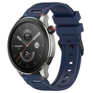 For Amazfit Watch 22mm Vertical Pattern Black Buckle Silicone Watch Band(Two Color+Midnight Blue)