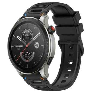 For Amazfit Watch 22mm Vertical Pattern Black Buckle Silicone Watch Band(Two Color+Black)
