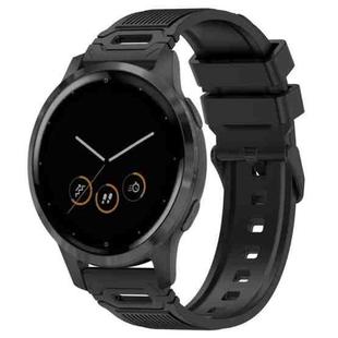 For Garmin Watch 22mm Vertical Pattern Black Buckle Silicone Watch Band(Black)