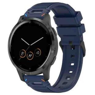 For Garmin Watch 22mm Vertical Pattern Black Buckle Silicone Watch Band(Two Color+Midnight Blue)