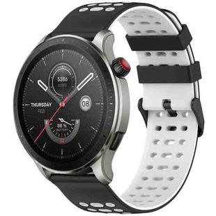 For Amazfit Watch 22mm Three Rows Hole Two Color Silicone Watch Band(Black+White)