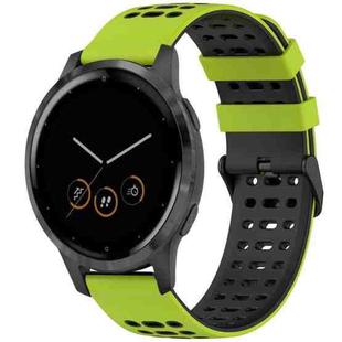 For Garmin Watch 22mm Three Rows Hole Two Color Silicone Watch Band(Lime Green+Black)