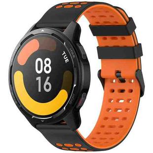 For Xiaomi Watch 22mm Three Rows Hole Two Color Silicone Watch Band(Black+Orange)