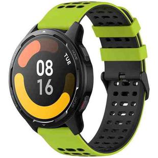 For Xiaomi Watch 22mm Three Rows Hole Two Color Silicone Watch Band(Lime Green+Black)