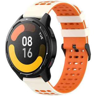 For Xiaomi Watch 22mm Three Rows Hole Two Color Silicone Watch Band(Starlight+Orange)