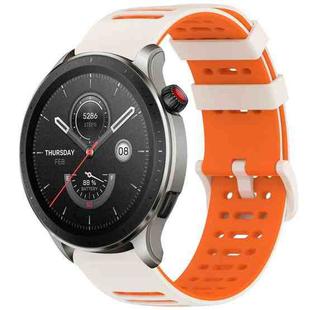 For Amazfit Watch 22mm Hollow Three Rows Hole Two Color Silicone Watch Band(Starlight+Orange)