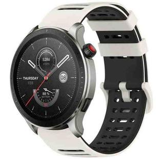 For Amazfit Watch 22mm Hollow Three Rows Hole Two Color Silicone Watch Band(Starlight+Black)